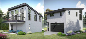 L8095-A Contemporary House, 1 Bedroom, 1 Bathroom | Bald Peak Overlook House Plan Exterior-3