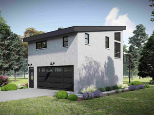 L8095-A Contemporary House, 1 Bedroom, 1 Bathroom | Bald Peak Overlook House Plan Exterior-2