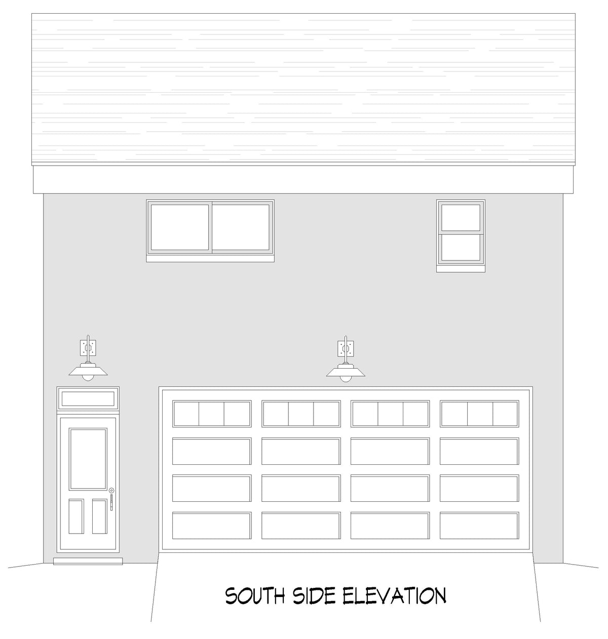 L8095-A Contemporary House, 1 Bedroom, 1 Bathroom | Bald Peak Overlook House Plan South Side Elevation