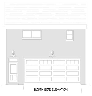 L8095-A Contemporary House, 1 Bedroom, 1 Bathroom | Bald Peak Overlook House Plan South Side Elevation