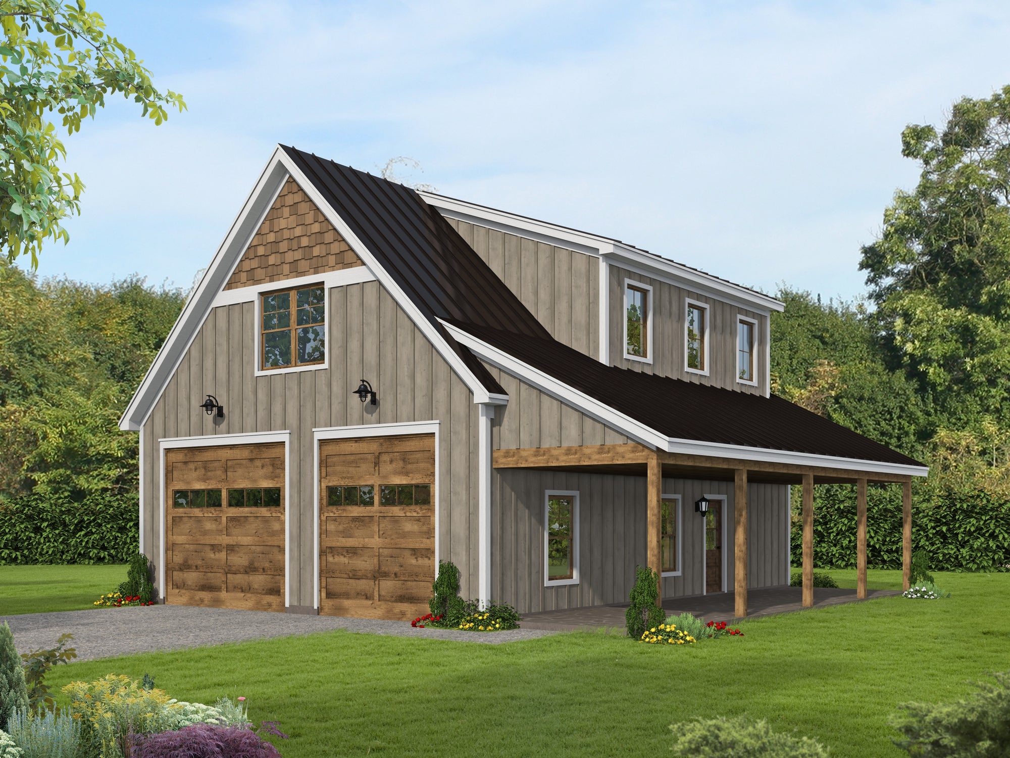 L7302-A Saluda Hills Garage ADU House Plan