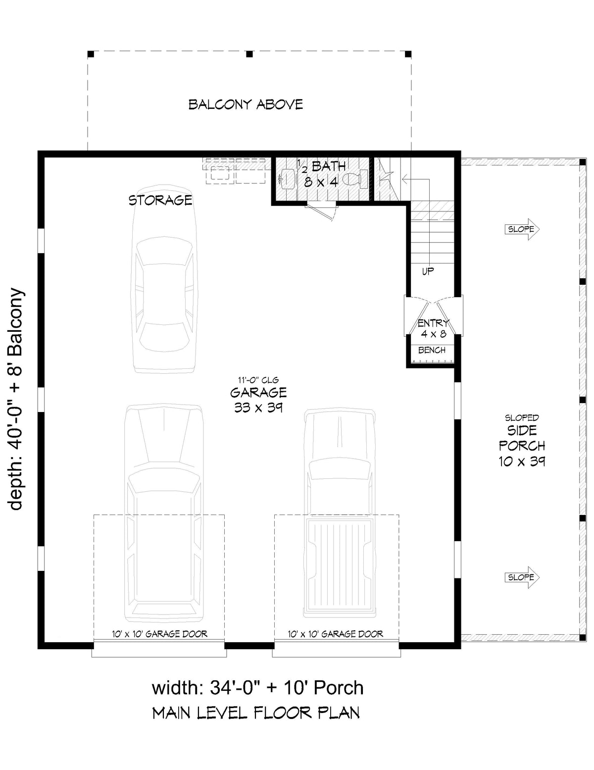 L7302-A Saluda Hills Garage ADU House First Floor Plan 1 Bed 1.5 Baths