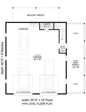 L7302-A Saluda Hills Garage ADU House First Floor Plan 1 Bed 1.5 Baths