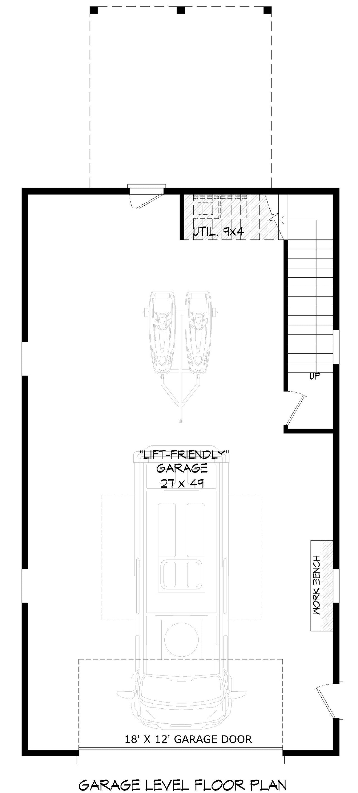 L7921-A Barndominium House Garage Floor Plan, 2 Bedrooms, 1 Bathroom | Peach Orchard RV Barndo 3 