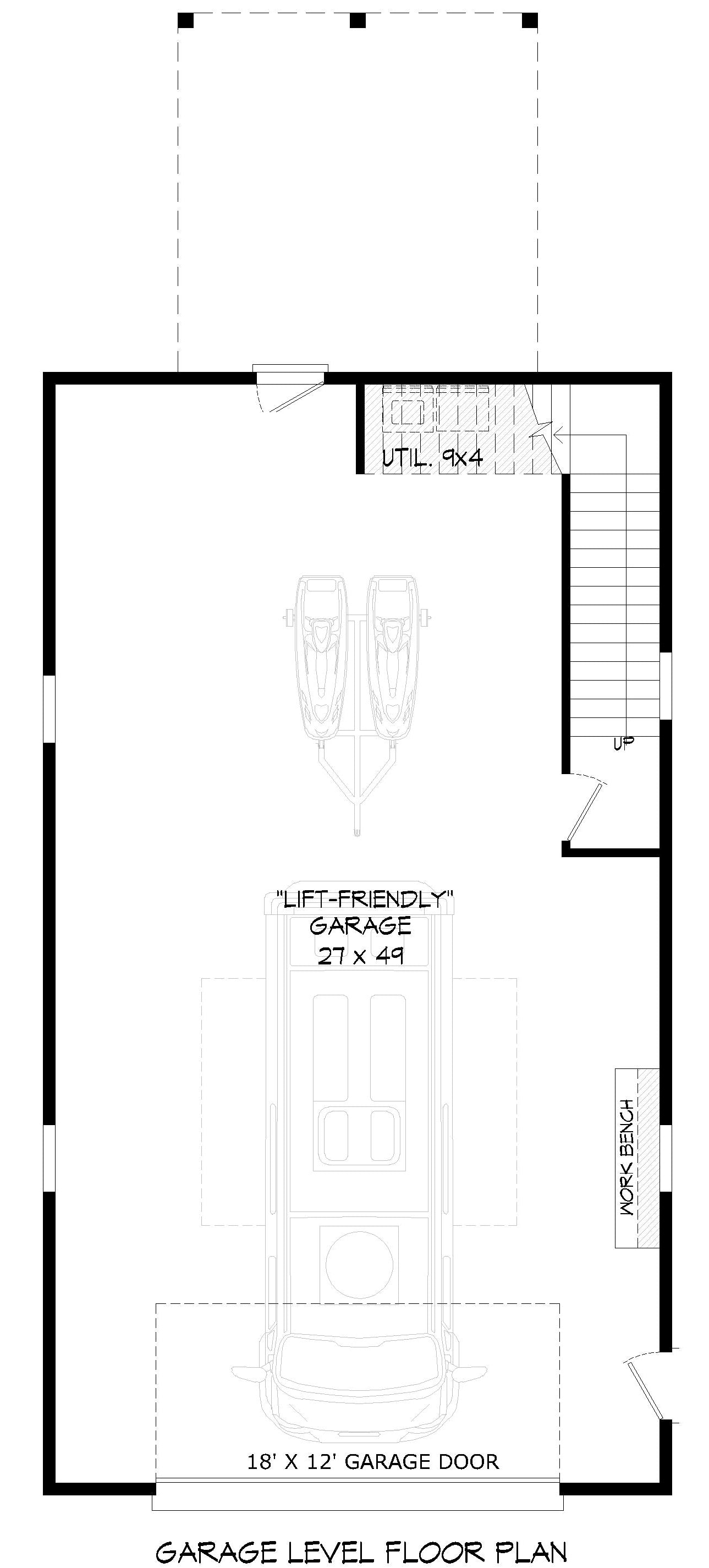 L7921-A Barndominium House Garage Floor Plan, 2 Bedrooms, 1 Bathroom | Peach Orchard RV Barndo 3 
