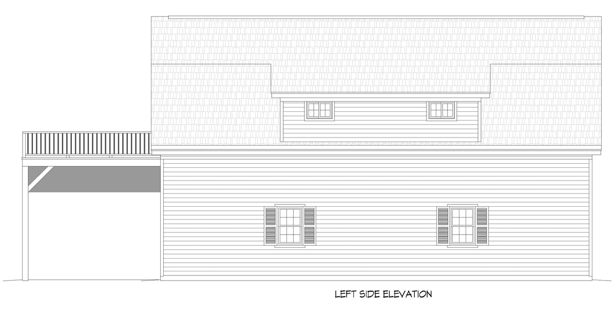 L7921-A Barndominium House, 2 Bedrooms, 1 Bathroom | Peach Orchard RV Barndo 3 Left Elevation