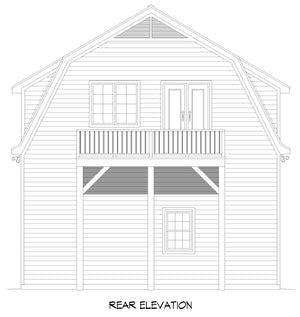 L7921-A Barndominium House, 2 Bedrooms, 1 Bathroom | Peach Orchard RV Barndo 3 Rear Elevation