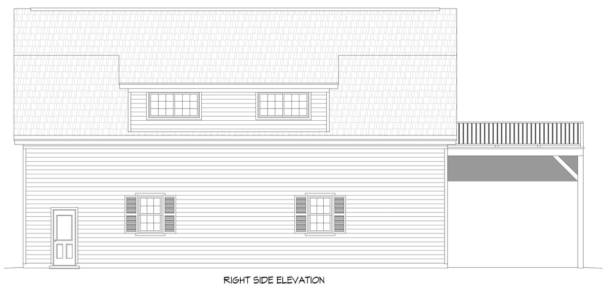 L7921-A Barndominium House, 2 Bedrooms, 1 Bathroom | Peach Orchard RV Barndo 3 Right Elevation