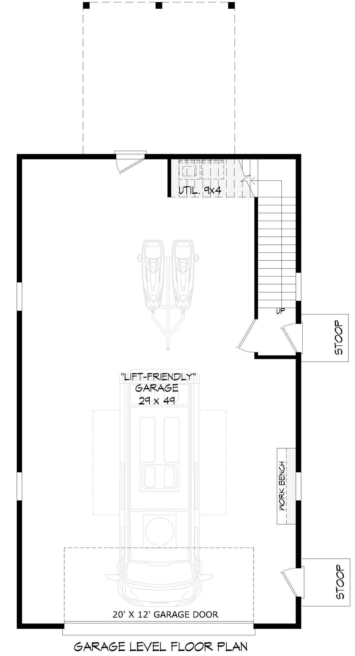 L7984-A Barndominium House Garage Floor Plan, 2 Bedrooms, 1 Bathroom | Peach Orchard RV Barndo 4 
