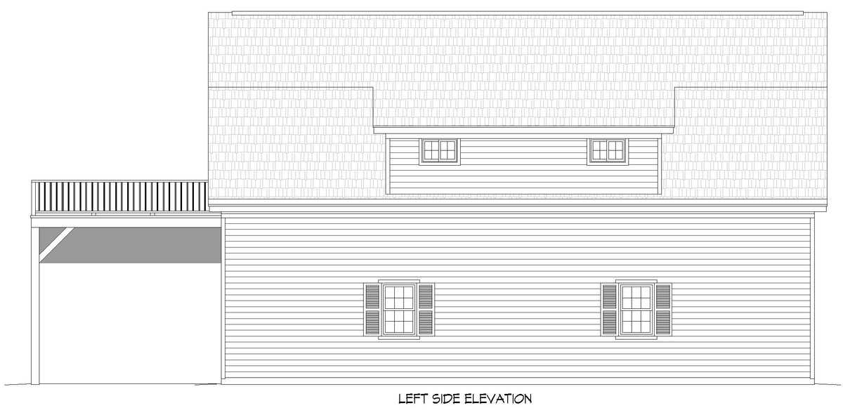L7984-A Barndominium House, 2 Bedrooms, 1 Bathroom | Peach Orchard RV Barndo 4 Left Elevation