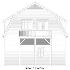 L7984-A Barndominium House, 2 Bedrooms, 1 Bathroom | Peach Orchard RV Barndo 4 Rear Elevation
