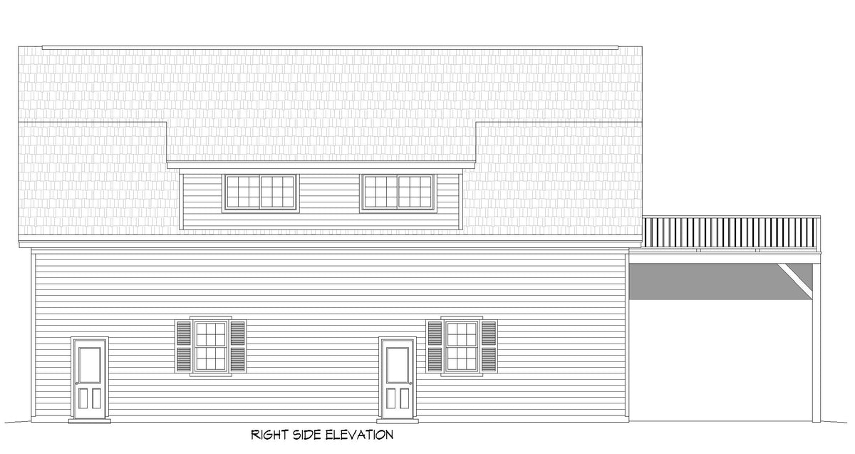 L7984-A Barndominium House, 2 Bedrooms, 1 Bathroom | Peach Orchard RV Barndo 4 Right Elevation