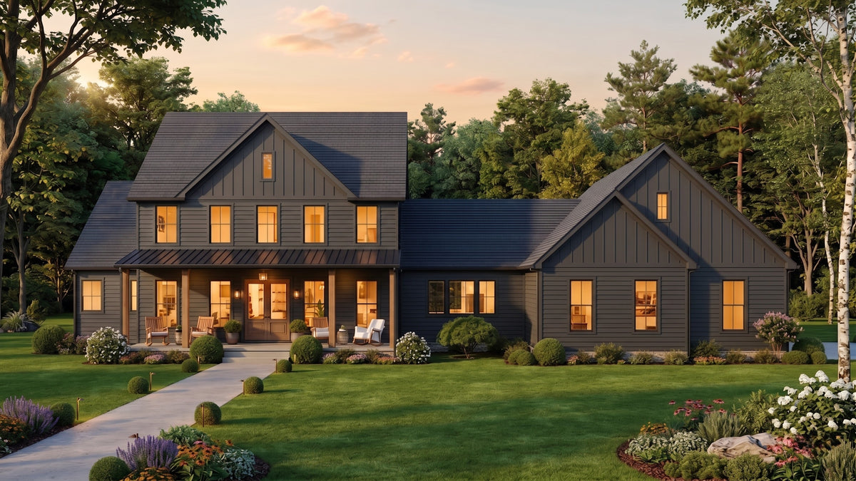 AJ8217-A Modern Farmhouse, 4 Bedrooms, 3.5 Bathrooms | VD1034 House Plan Exterior-2