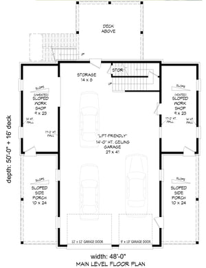 L8251-A Carriage House First Floor Plan, 2 Bedrooms, 2 Bathrooms | Wolf Creek House Plan 