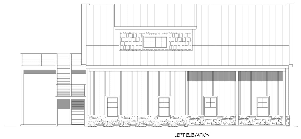 L8251-A Carriage House, 2 Bedrooms, 2 Bathrooms | Wolf Creek House Plan Left Elevation