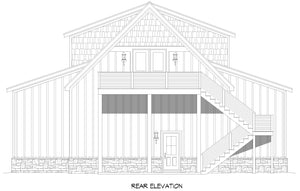 L8251-A Carriage House, 2 Bedrooms, 2 Bathrooms | Wolf Creek House Plan Rear Elevation
