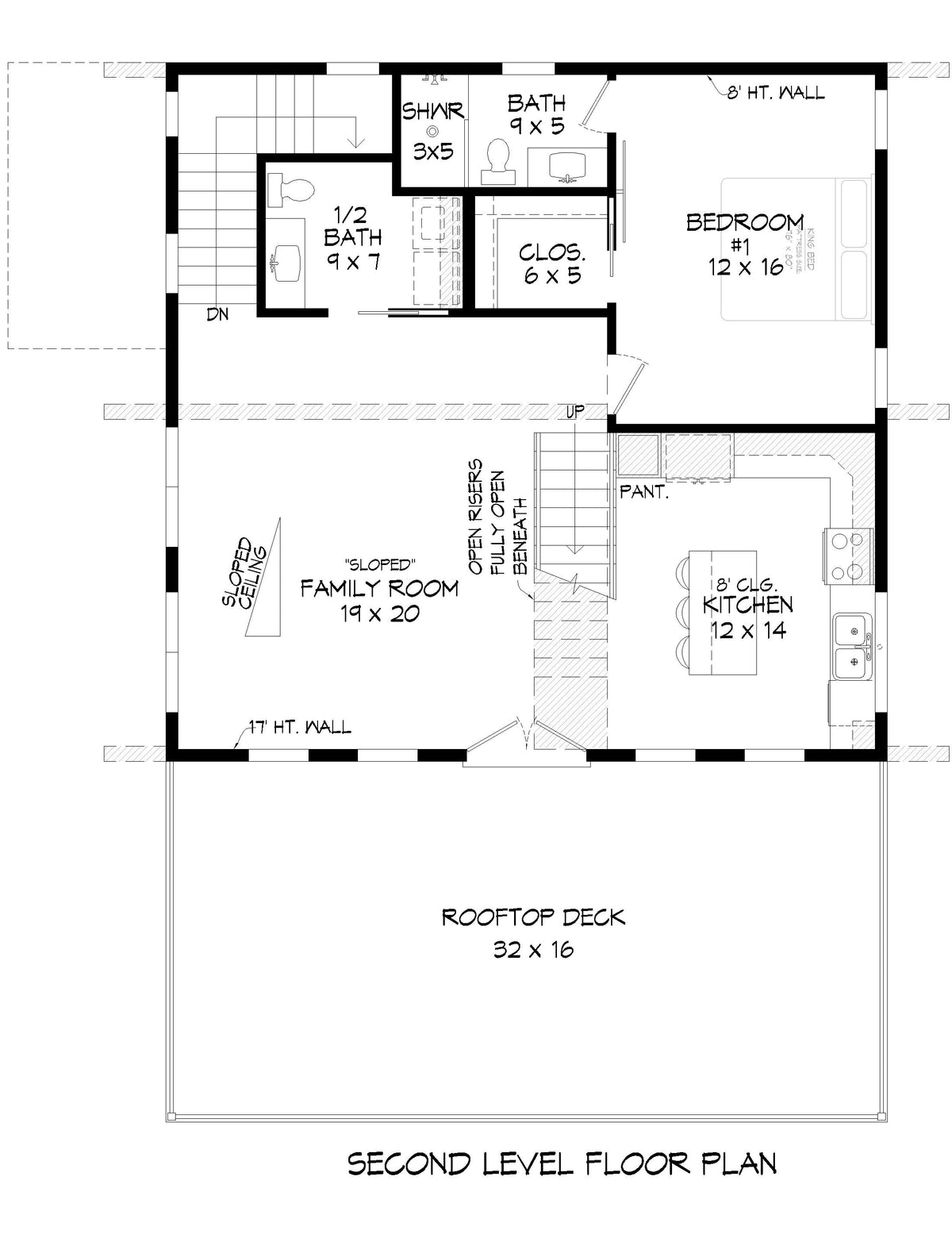 L7301-A Eagle Point House Second Floor Plan 2 Beds 2.5 Baths