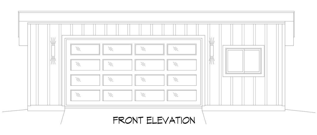 L7872-A Garage House Plan with Bathroom Front Elevation | Moores Mill Garage 