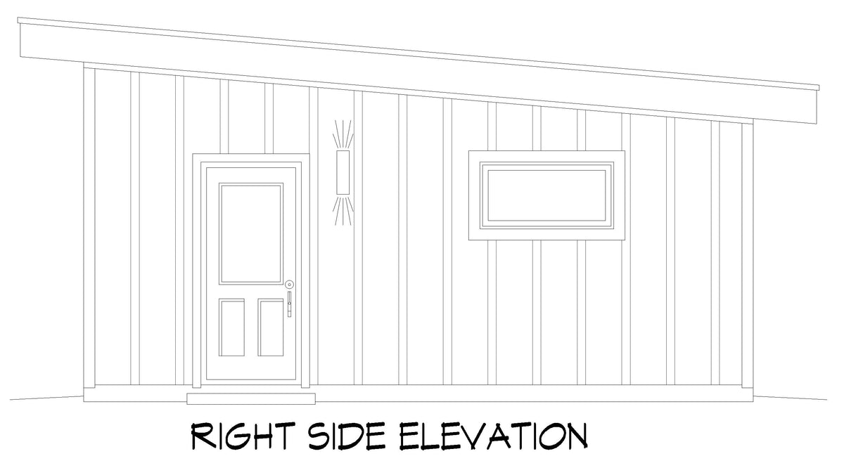 L7872-A Garage House Plan with Bathroom Right Elevation | Moores Mill Garage 
