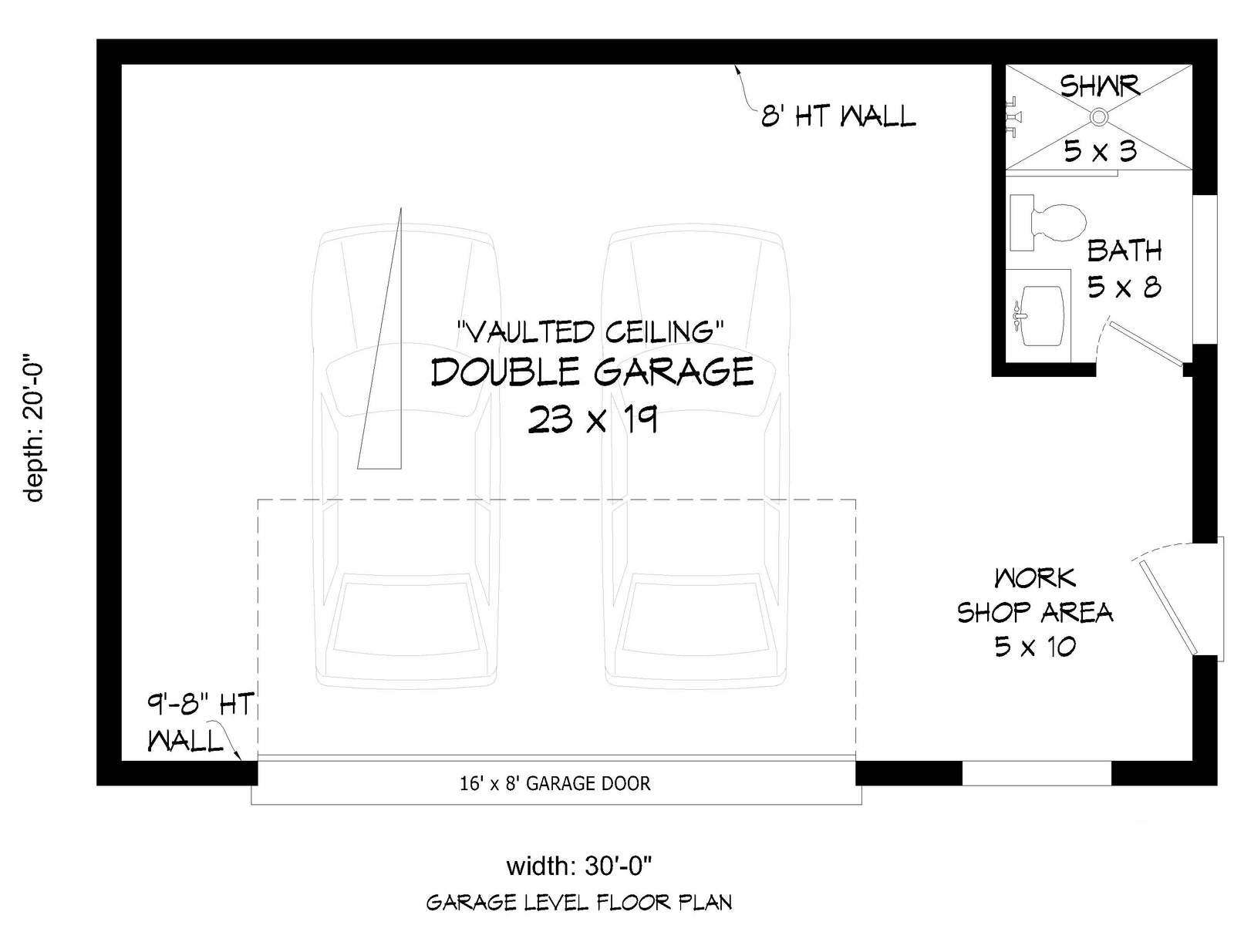 L7872-A Garage House Plan with Bathroom | Moores Mill Garage Exterior
