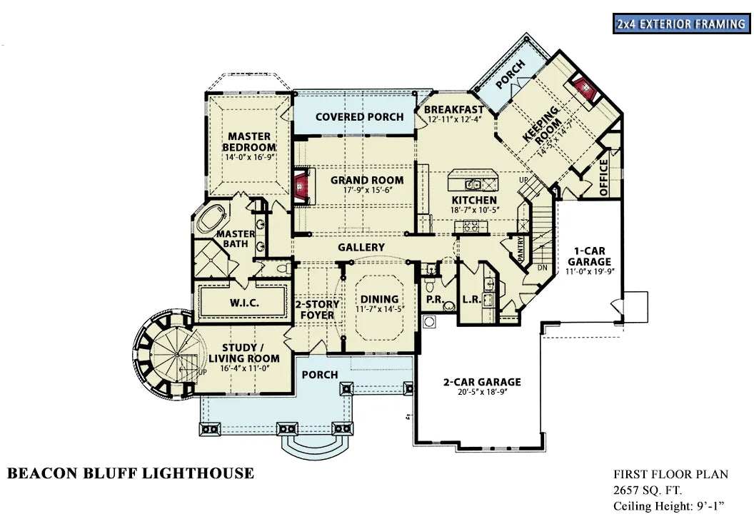 The Beacon Bluff Lighthouse - Archival Designs House Plans, floor plan