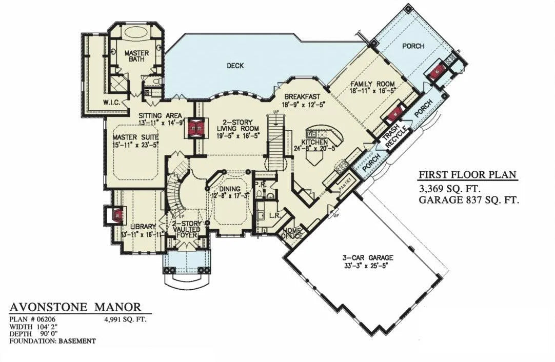 Avonstone Manor - Archival Designs House Plans, floor plan