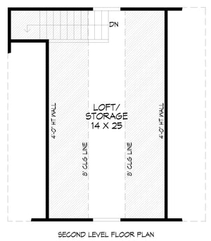 L7874-A Traditional Garage Second Floor Plan | West Linn Garage 3 