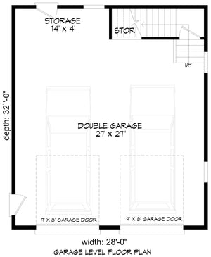 L7982-A Country House Garage Floor Plan | Stanford Garage 