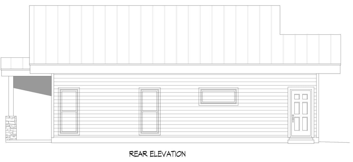 L7913-A Contemporary House, 1 Bedroom, 1 Bathroom | Fort Spring Overlook Rear Elevation