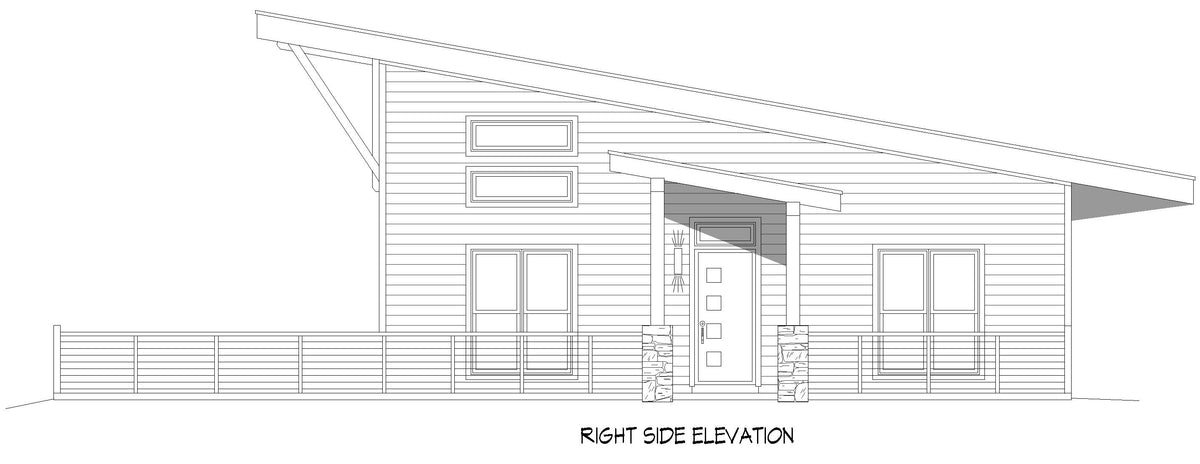 L7913-A Contemporary House, 1 Bedroom, 1 Bathroom | Fort Spring Overlook Right Elevation