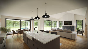 AJ7690-A Craftsman House Kitchen, Dining and Great Room, 3 to 4 Bedrooms, 2.5 Bathrooms | Plan 1019 