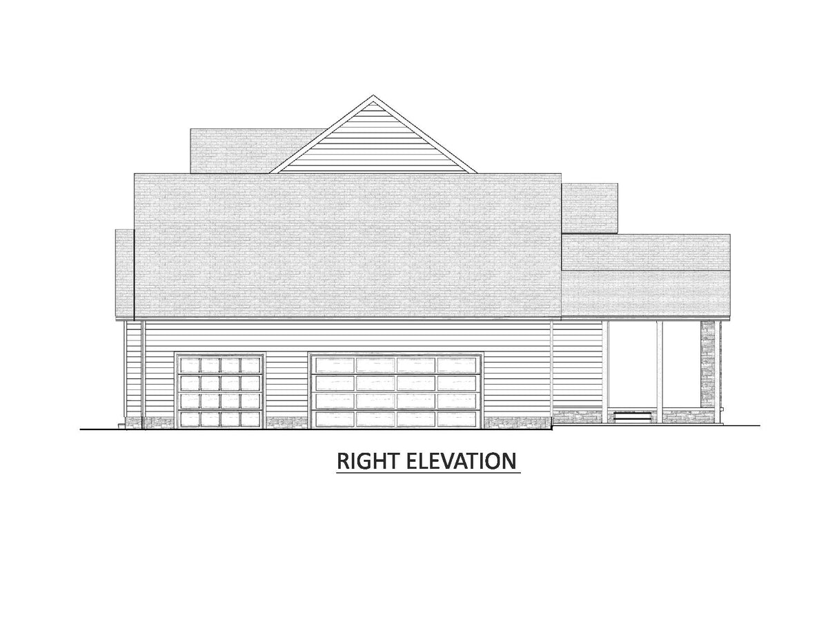 AJ8217-A Modern Farmhouse, 4 Bedrooms, 3.5 Bathrooms | VD1034 House Plan Right Elevation