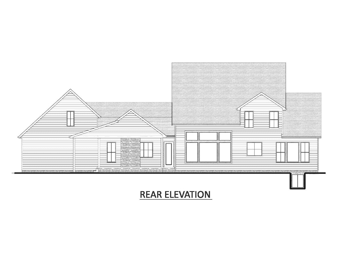 AJ8217-A Modern Farmhouse, 4 Bedrooms, 3.5 Bathrooms | VD1034 House Plan Rear Elevation