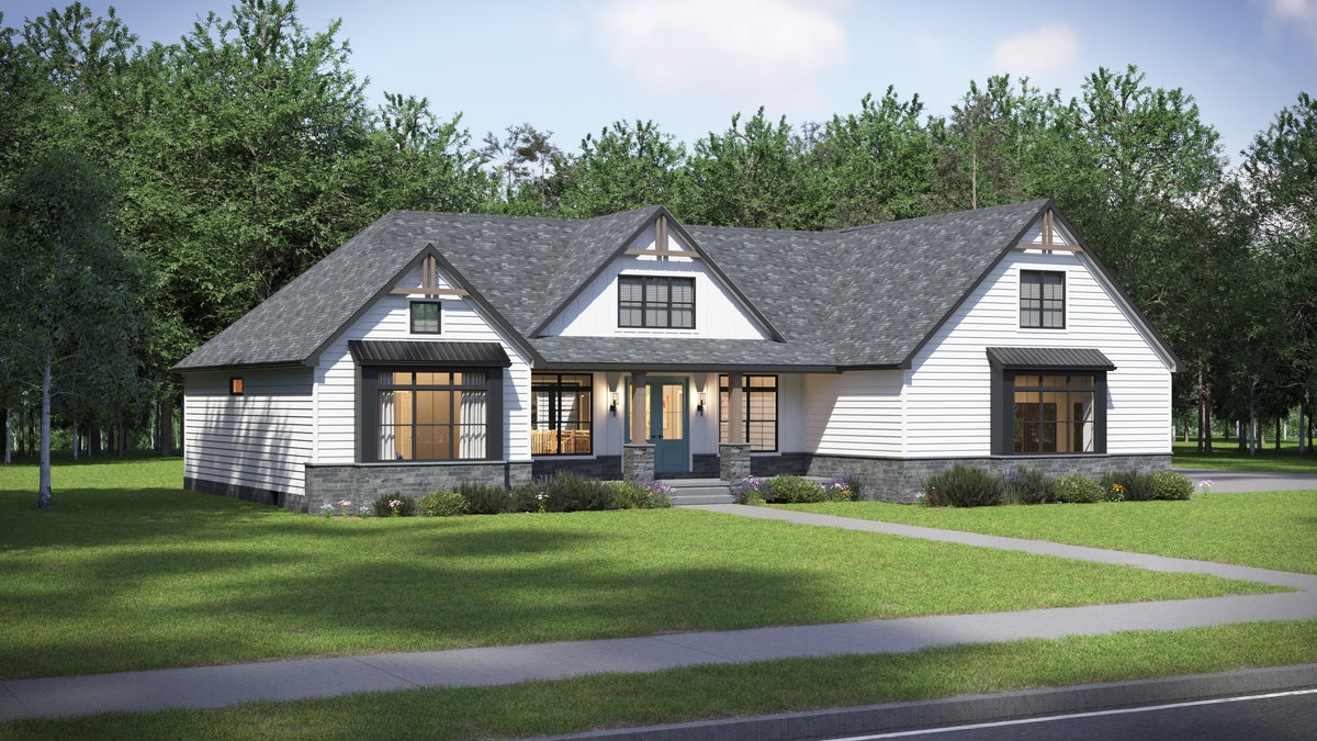 AJ7698-A Modern Farmhouse, 3 Bedrooms, 2.5 Bathrooms | Plan 1042 
Exterior-2