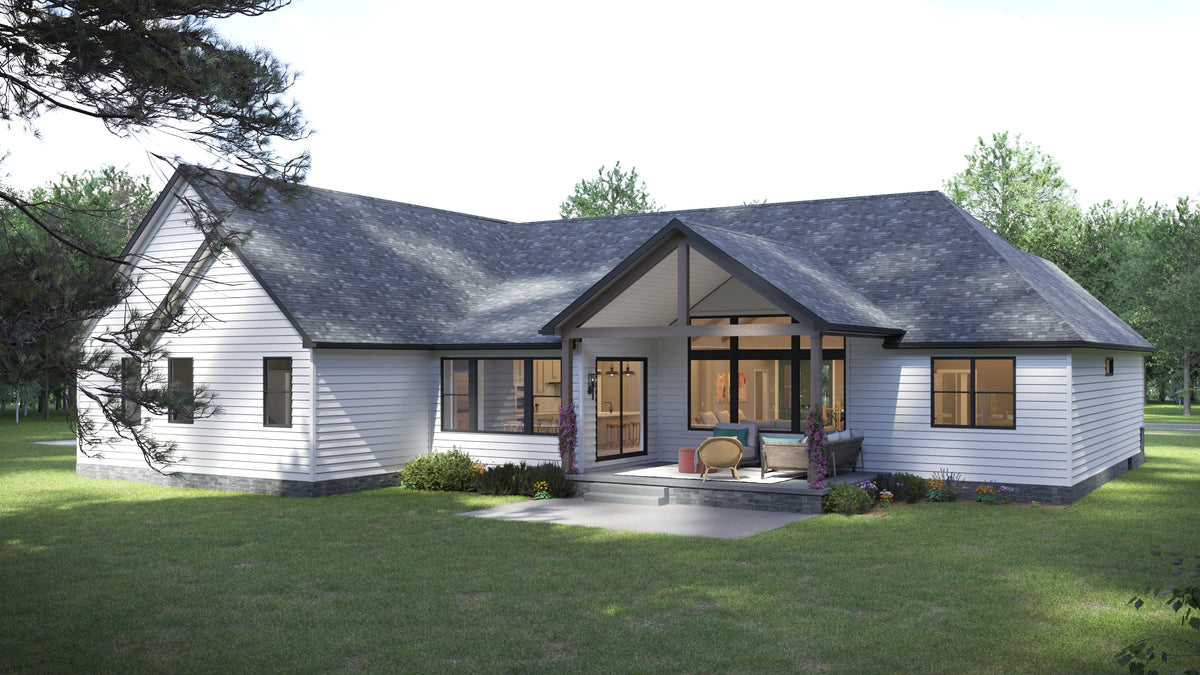 AJ7698-A Modern Farmhouse, 3 Bedrooms, 2.5 Bathrooms | Plan 1042 Exterior-4