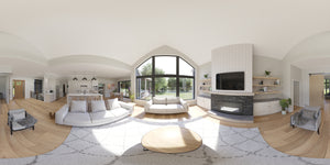 AJ7699-A Craftsman House Great Room Panorama, 3 Bedrooms, 2.5 Bathrooms | Plan 1043