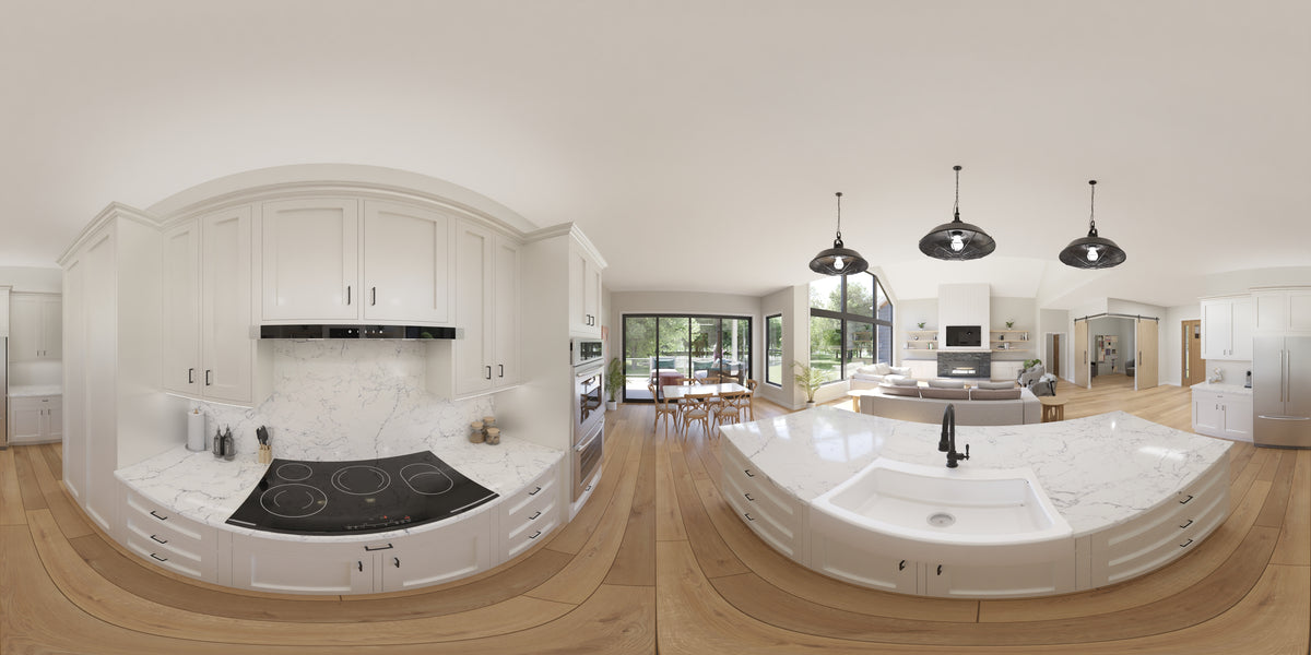 AJ7699-A Craftsman House Kitchen Panorama, 3 Bedrooms, 2.5 Bathrooms | Plan 1043 