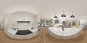 AJ7699-A Craftsman House Kitchen Panorama, 3 Bedrooms, 2.5 Bathrooms | Plan 1043 