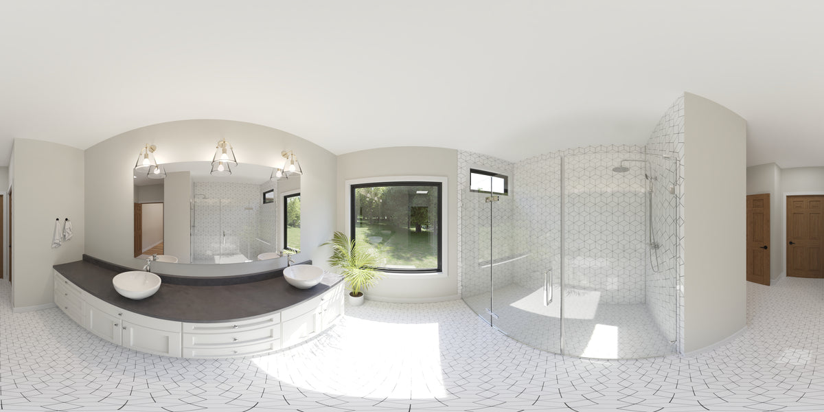 AJ7699-A Craftsman House Master Bathroom Panorama, 3 Bedrooms, 2.5 Bathrooms | Plan 1043