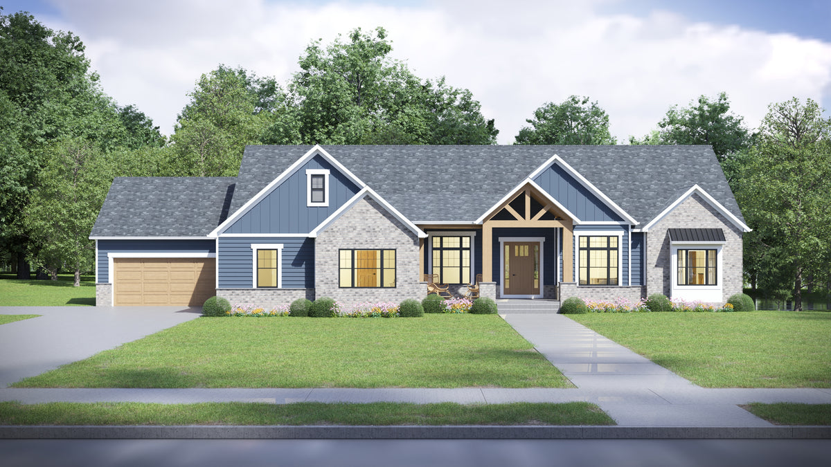 AJ7699-A Craftsman House, 3 Bedrooms, 2.5 Bathrooms | Plan 1043 Exterior