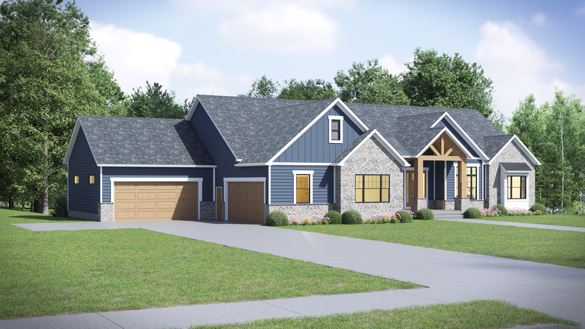 AJ7699-A Craftsman House, 3 Bedrooms, 2.5 Bathrooms | Plan 1043 Exterior-2