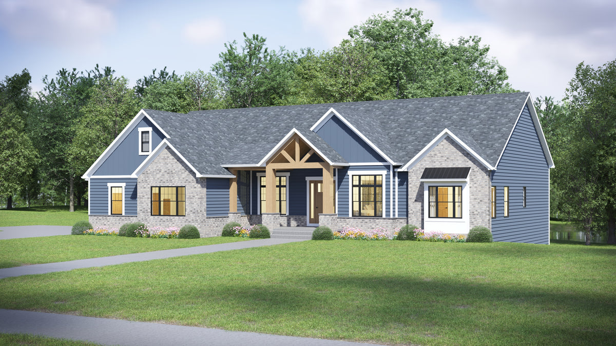 AJ7699-A Craftsman House, 3 Bedrooms, 2.5 Bathrooms | Plan 1043 Exterior-3