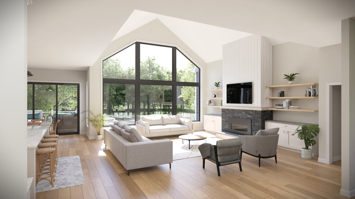 AJ7699-A Craftsman House Great Room, 3 Bedrooms, 2.5 Bathrooms | Plan 1043