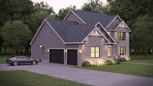 AJ7701-A Traditional House, 4 Bedrooms, 3.5 Bathrooms | Plan 1045 Exterior-2