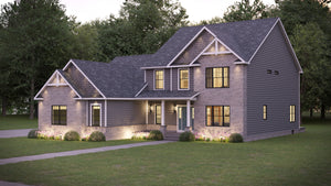 AJ7701-A Traditional House, 4 Bedrooms, 3.5 Bathrooms | Plan 1045 Exterior-3