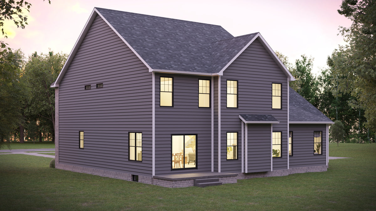 AJ7701-A Traditional House, 4 Bedrooms, 3.5 Bathrooms | Plan 1045 Exterior-4