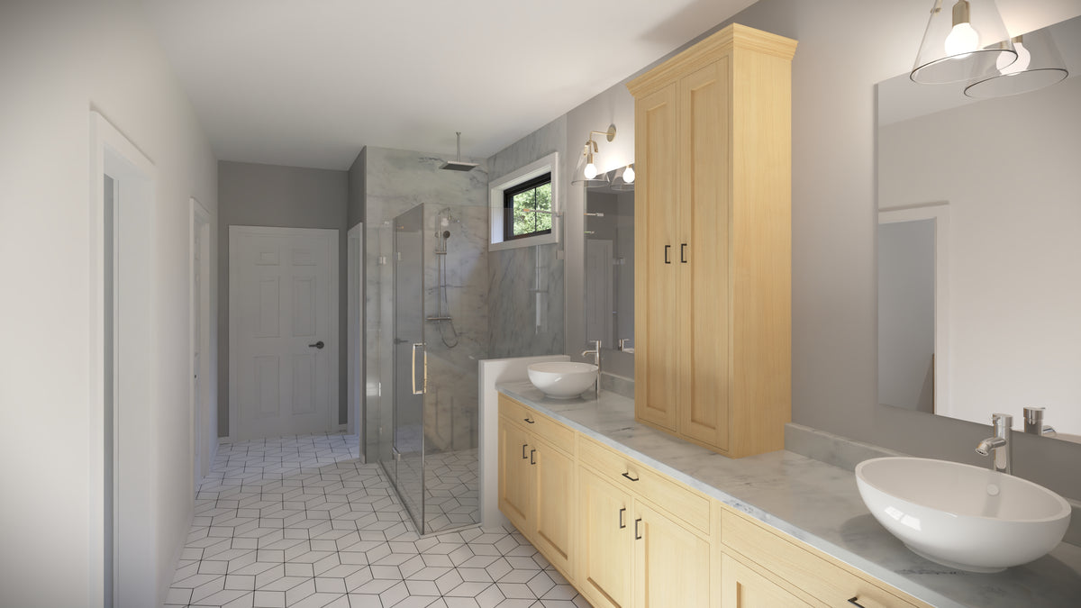 AJ7701-A Traditional House Master Bathroom, 4 Bedrooms, 3.5 Bathrooms | Plan 1045 