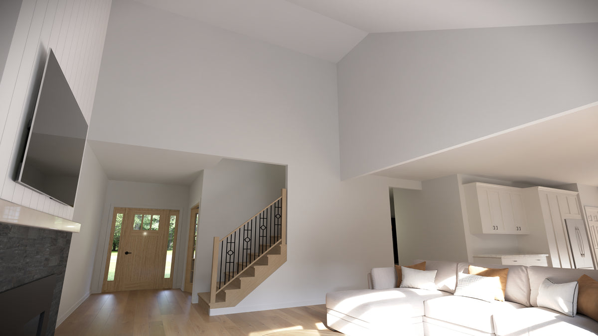 AJ7702-A Craftsman House Great Room, 3 Bedrooms, 2.5 Bathrooms | Plan 1046 