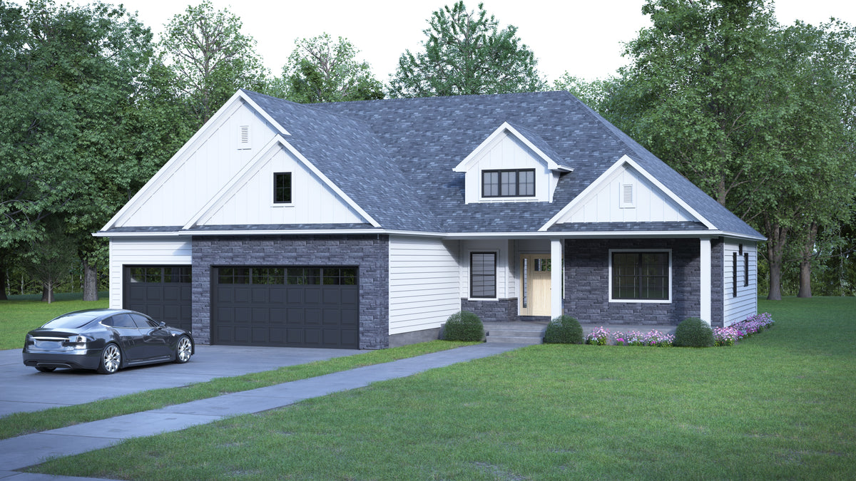 AJ7702-A Craftsman House, 3 Bedrooms, 2.5 Bathrooms | Plan 1046 Exterior-2