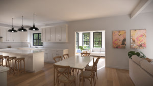 AJ7702-A Craftsman House Dining and Kitchen, 3 Bedrooms, 2.5 Bathrooms | Plan 1046 
